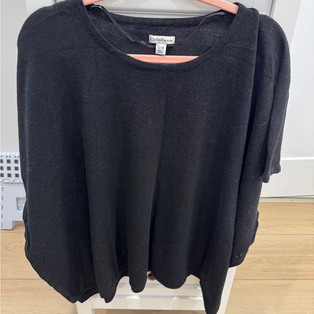 Croft & Barrow Black Sweater Poncho  34” x 24”